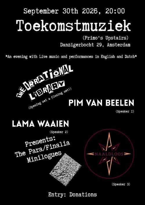 A night of poetry and music: Lama Waaien, Pim van Beelen and The Irrational Library
