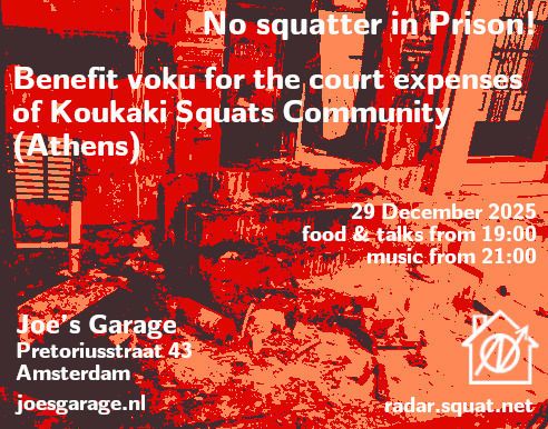 No squatter in prison! Benefit voku for the court expenses of Koukaki Squats Community (Athens)