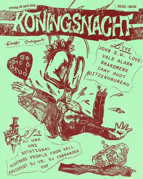 Pacific Ondergronds w/ Camy Huot (live), Vals Alarm (live), UITZENDBUREAU (live), Brandmerk (live), John G.W. Love (live), Amz, Rotational, Nightmare People From Hell, KRUISPUNT DJ vs. DJ INBRANDER, ODP & dj Unk
