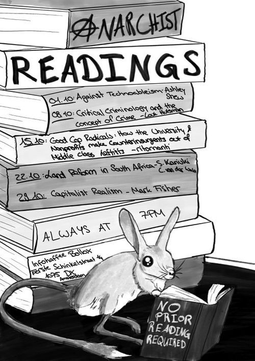 Weekly zine readings in the Anarchist Library