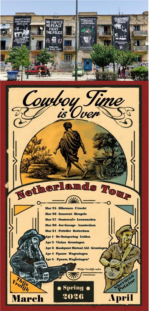 Benefit voku for Prosfygika, bluegrass folk live with Sherman Potatoe en Thijs Vrolijk