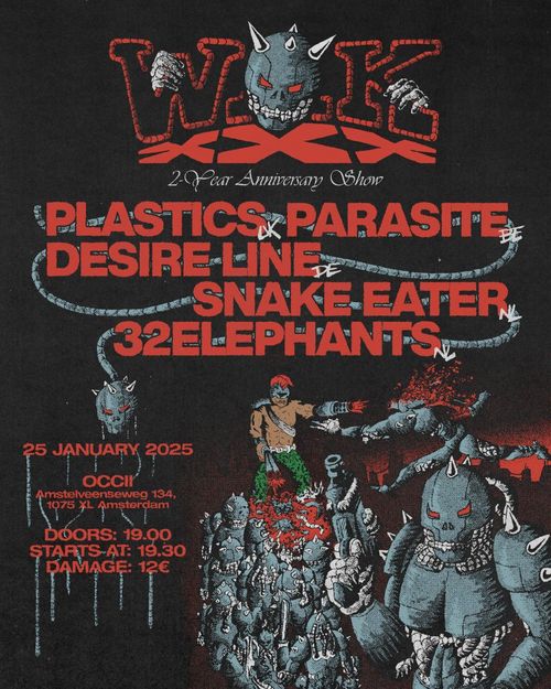 PLASTICS (UK) + PARASITE (BE) + DESIRE LINE (DE) + SNAKE EATER + 32ELEPHANTS