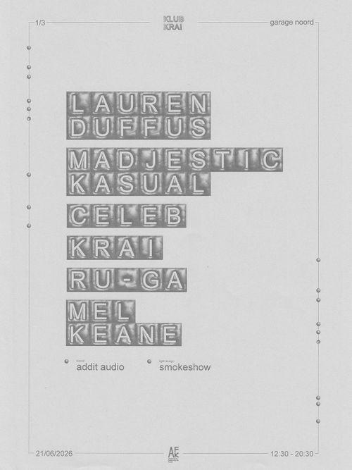 klub krai listening session 1/3: Lauren Duffus (live), ru-ga, krai, Celeb, Mel Keane, Madjestic Kasual