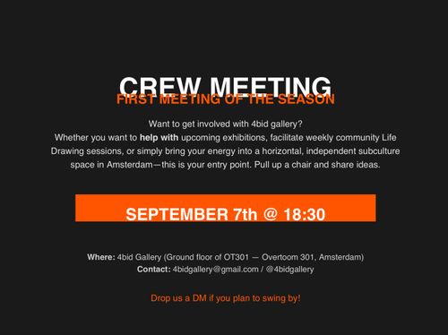 CREW MEETING: join 4bid on our FIRST MEETING OF THE SEASON
