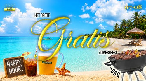 HET GROTE GRATIS ZOMERFEEST + BBQ + HAPPY HOUR W/ DJ BA & CO, DJ JE MOEDER, DJ 30 SECONDS, GLAMOURGIRL, VET & R2R
