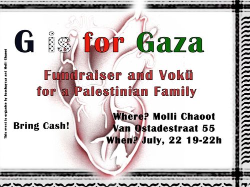 G is for Gaza - Fundraiser and Vegan Vokü for a Palestinian Family in Gaza