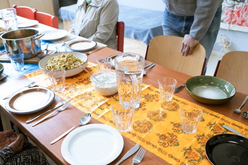 Communal lunch with artist Anas Chao in Framer Framed Noord