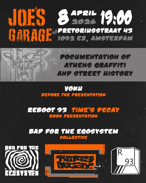 Voku and book presentation "Time's Decay" by Reboot 93, graffiti artist from Athens