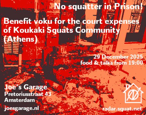 No squatter in prison! Benefit voku for the court expenses of Koukaki Squats Community (Athens)