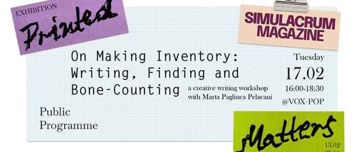 Creative Writing Workshop: On Making Inventory